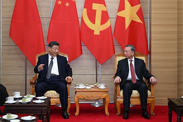 習(xí)近平同越共中央總書記蘇林話別